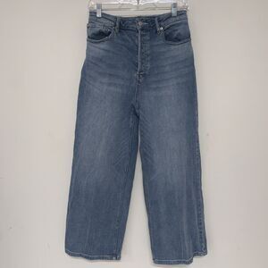 Free People Womens Jeans Size 29 Wide Leg Crop High Waist Button Fly Boho Casual